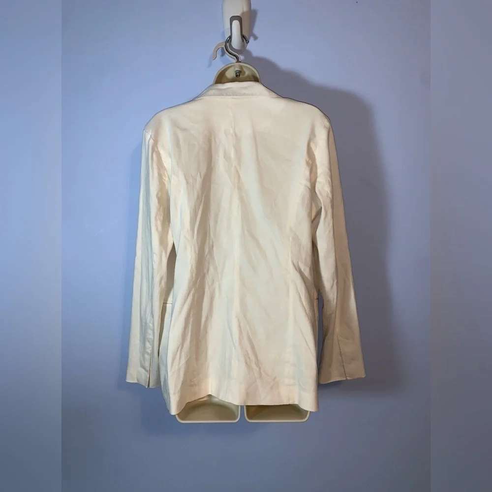 LEITH white Double-Breasted linen blend Blazer size large classic - Picture 4 of 8